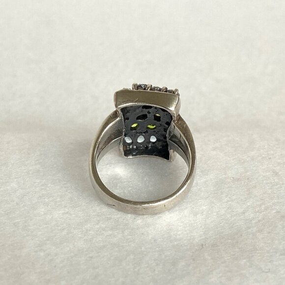 Sterling Silver 925 Multi Color Oval Cubic Zirconia CZ Ring Sz 7.75 - Picture 8 of 16